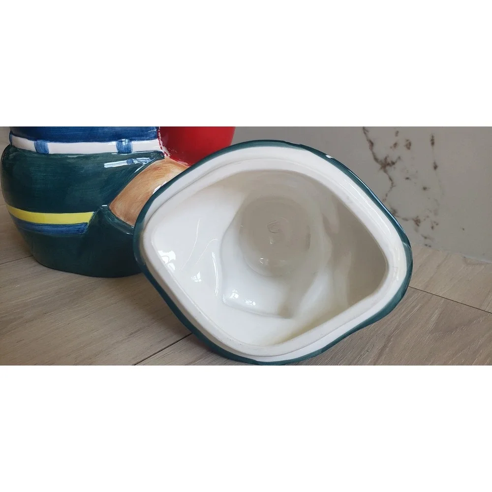 Vintage Cow Cookie Jar Golfer‎ Ceramic Whimsical Kitchen Decor 12 Inch